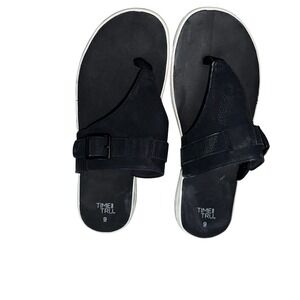 Time and Tru Thong Sandals Womens 9 Black Buckle Strap Comfort Slip On Shoes